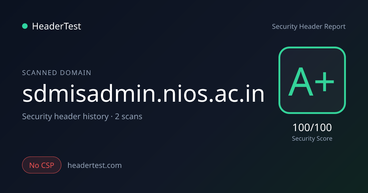 sdmisadmin.nios.ac.in Security Headers — Scan History | HeaderTest
